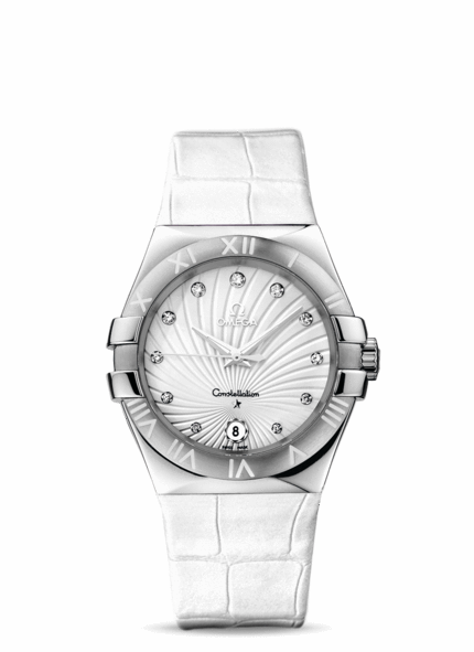 OMEGA Watches: Constellation Quartz 35 mm - Steel on leather strap - 123.13.35.60.52.001