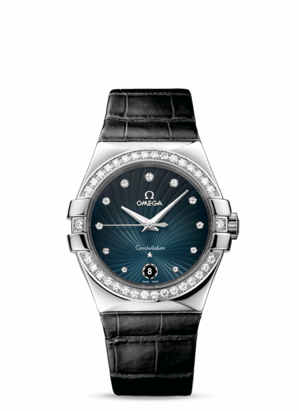 OMEGA Watches: Constellation Quartz 35 mm - Steel on leather strap - 123.18.35.60.56.001